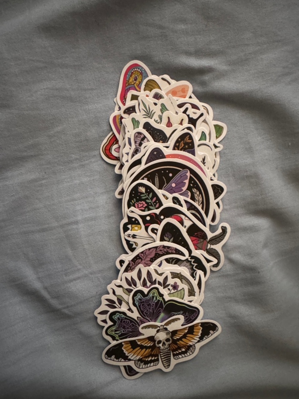 Moth & Nature Sticker Pack - Black, Purple, Green Accents
